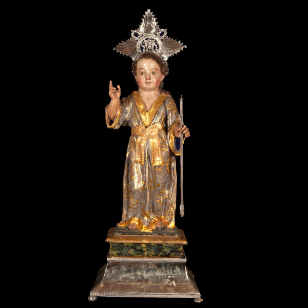 Ni&ntilde;o Jes&uacute;s Salvador del Mundo, Escuela Espa&ntilde;ola, Siglo XVIII.  