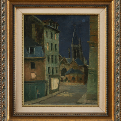 &quot;Nocturno en Saint Severin&quot; París   PELAYO OLAORTUA (Vizcaya, 1910 - Bilbao, 1984) 