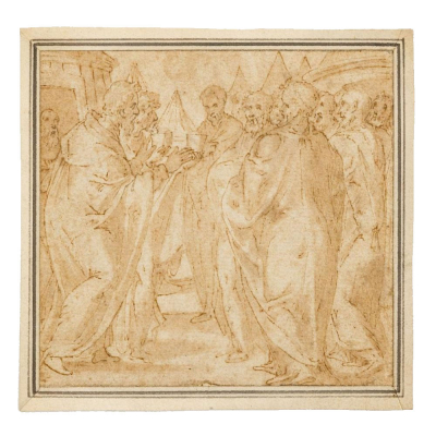 Tadeo Zuccaro (Urbino, 1529 -1566) Dibujo sobre papel, Escuela Renacentista Italiana del siglo XVI.