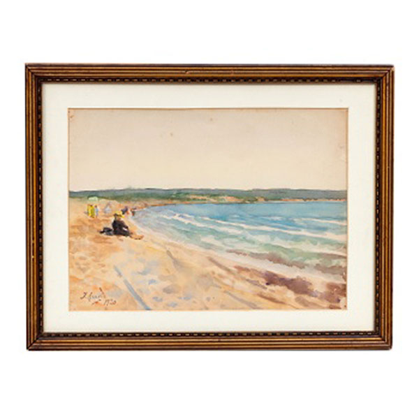 INOCENCIO GARCÍA ASARTA  (Gastiain, Navarra 1862 - Bilbao 1921) "Descanso en la playa"