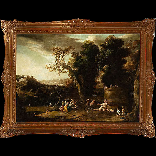 El Triunfo de Baco, a la manera de David Teniers el Joven (Amberes, 1610-1690), escuela flamenca del siglo XVII.