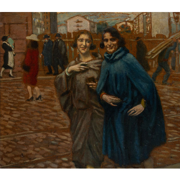 "Chicas en Bilbao"  ALBERTO ARRUE(Bilbao, 1878-1944) 