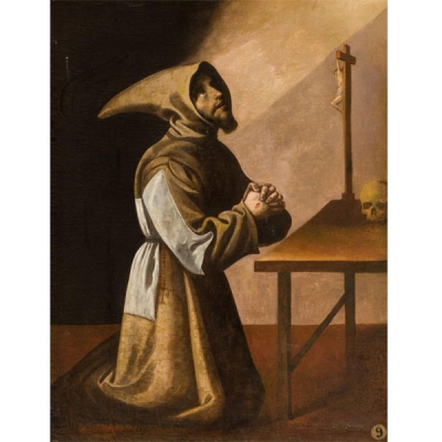 FRANCISCO DE ZURBARÁN, OBRADOR.   &quot;Fraile en oración&quot;. Óleo sobre lienzo.