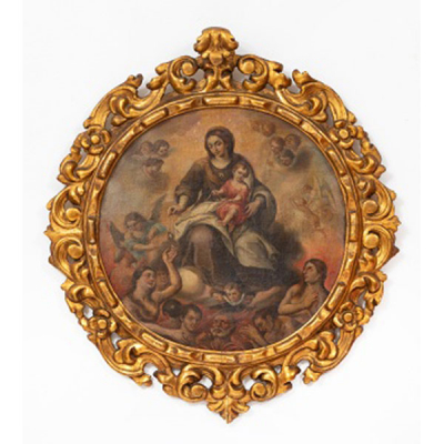 ESCUELA ESPAÑOLA  (S. XVIII) &quot;Virgen del Carmen con niño&quot;