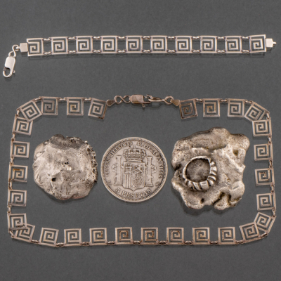 Conjunto de gargantilla y pulsera con moneda de Amadeo I del año 1871