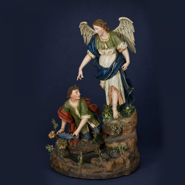 Atribu&iacute;do a Giuseppe Sanmartino o Sammartino (N&aacute;poles, 1720-ib&iacute;dem, 1793) "Arc&aacute;ngel San Rafael y Tob&iacute;as".  