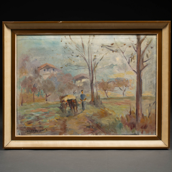 " Bueyes tirando del carro"  BERNARDINO BIENABE ARTIA (Irún, 1899-Navarra, 1987)