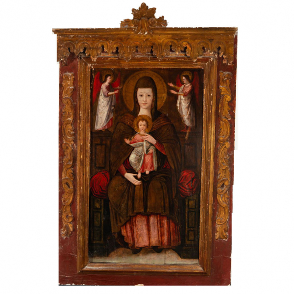 "Virgen del Pópolo" Escuela Italiana del siglo XVI.    Óleo sobre tabla 