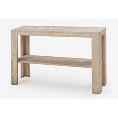 Consola en mármol travertino con balda inferior.   Época: S. XX 