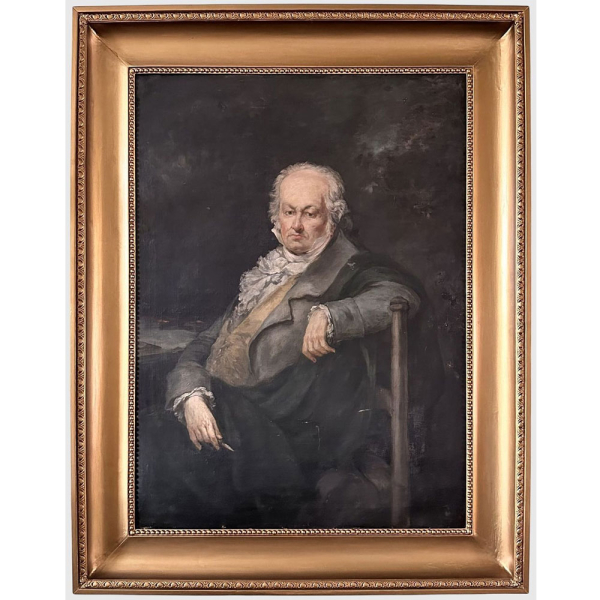 "Retrato de Goya" EUGENIO LUCAS VEL&Aacute;ZQUEZ, S. XIX &ndash; ESPA&Ntilde;A.  Excepcional &oacute;leo sobre lienzo de grandes dimensiones