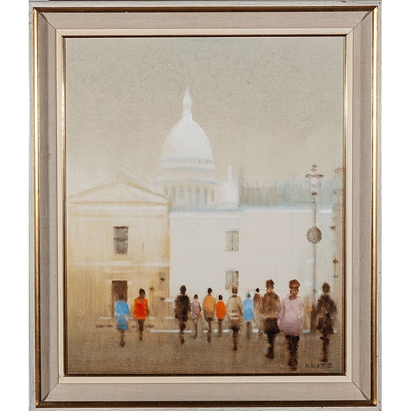 Anthony Klitz (Southport, 1917 - Dublín, 2000) "Caminantes por Montmartre, París"