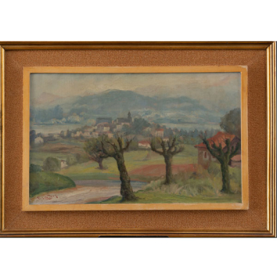 &quot;Vista de Fuenterrabía&quot; Autoría: ELOY ERENCHUN (Guipúzcoa, 1904-1997)