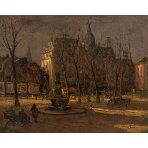 CARMELO GARCÍA BARRENA  (Bilbao 1926 - 2000)   "Paseo del Arenal"  Firmado: G. Barrena  Óleo / Lienzo 