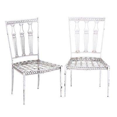 Pareja de sillas para jard&iacute;n de hierro pintado en blanco a&ntilde;os 40