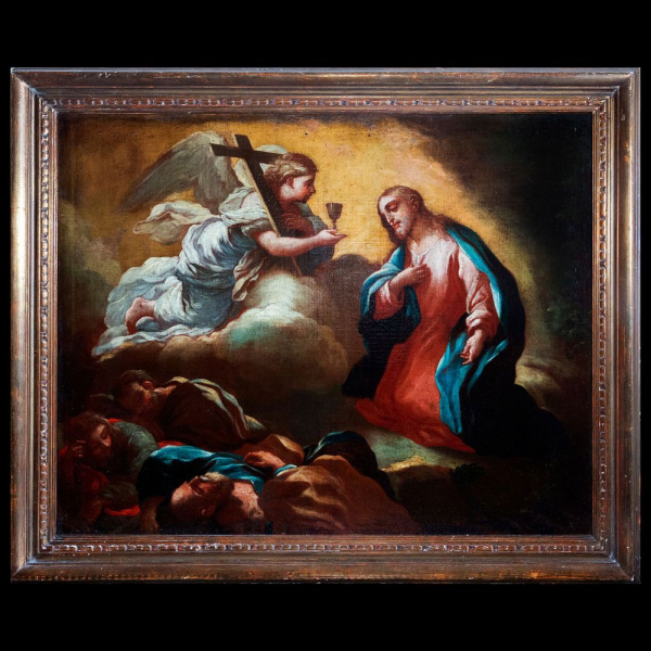CRISTO EN EL GETSEMANÍ - Atribución a Luca Giordano (Nápoles, 1634 - 1705), escuela barroca Napolitana del siglo XVII, Italia.