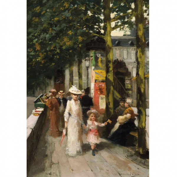 Ulpiano Checa y Sanz (1860 - 1916).   "Paseando por París". Óleo sobre lienzo. 