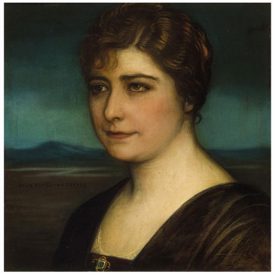 Julio Romero de Torre. &quot;Retrato de dama (1918)&quot;. Óleo sobre lienzo. Firmado 