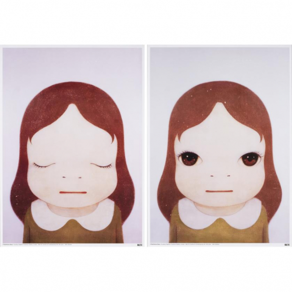 Yoshitomo Nara.   "Cosmic Girls: Eyes Open; Cosmic Girls: Eyes Closed (2008)". Lote formado por dos offsets litograficos sobre papel de vitela.