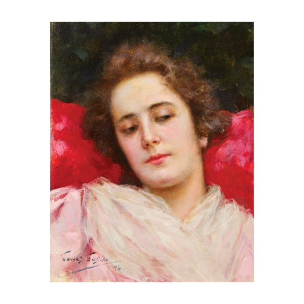 Antoni Torres Fuster (Tarragona, 1874-Barcelona, 1945) El descanso. Óleo sobre tela.