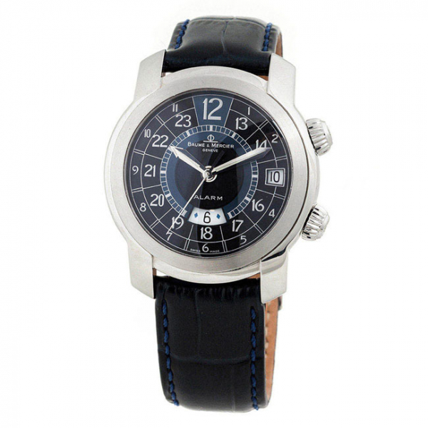 Reloj suizo caballero BAUME&amp;MERCIER, &#039;Capeland Alarm&#039;, ref. 65322, en sólida caja circular de acero brillo y matizado, 37 mm 