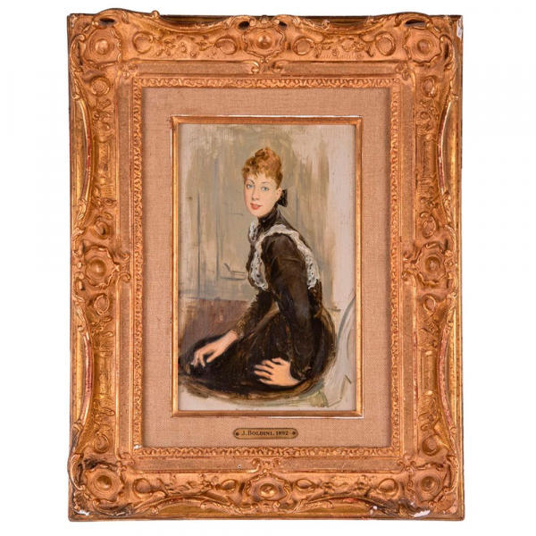 GIOVANNI BOLDINI (Ferrara, 1842 &ndash; Par&iacute;s, 1931) "Retrato de la marquesa Franzosi" (1892).   &Oacute;leo sobre tabla.