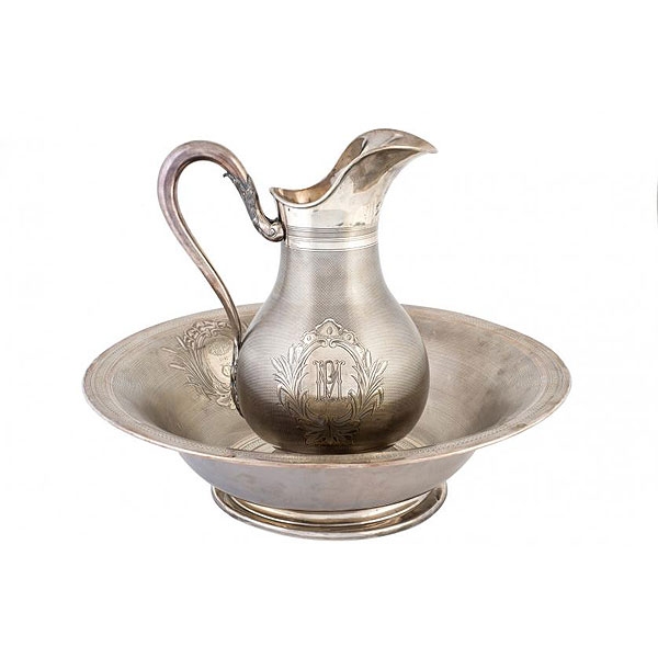 Jarra con jofaina plata francesa. Boulenger 1880