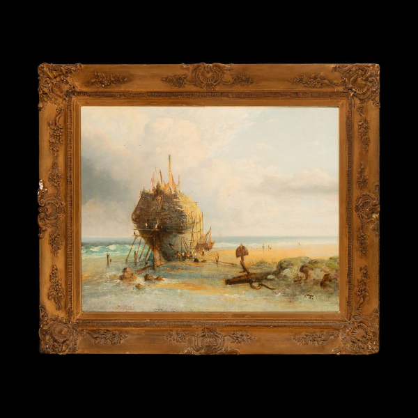 Escuela Inglesa u Holandesa de los siglos XVIII al siglo XIX - Firmado C.T. en iniciales