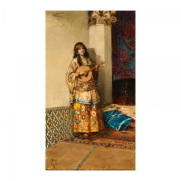Mariano Barbasán Lagueruela (Zaragoza, 1864-1924) Odalisca. Óleo sobre tela. Firmado y fechado en 1896.