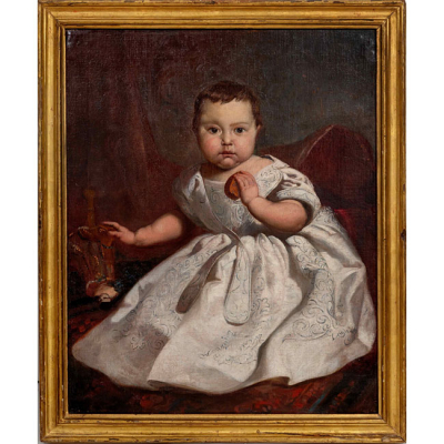  ESCUELA ESPA&Ntilde;OLA   (Mediados S. XIX)  "Retrato de ni&ntilde;a"  &Oacute;leo / Lienzo 