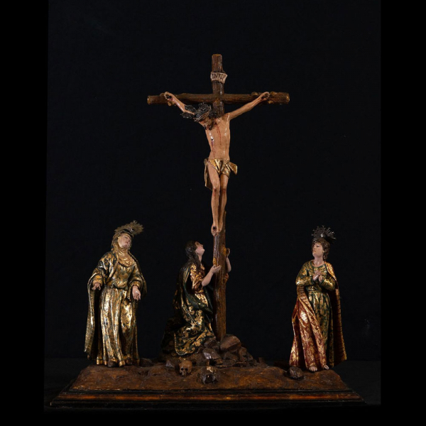 Importante Calvario, escuela colonial de Quito, Ecuador, siglo XVIII. 