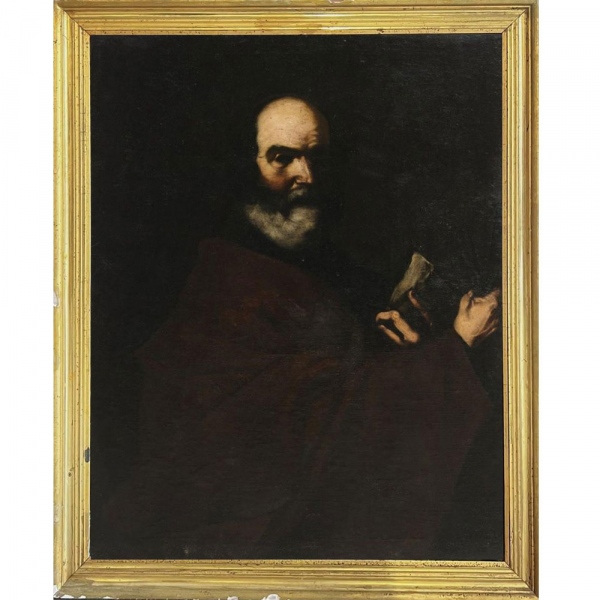 "San Pedro" Círculo de Jusepe de Ribera. Escuela Española. Siglo XVII.   Óleo sobre lienzo