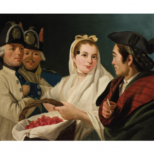 SEGUIDOR DE LORENZO TII&Eacute;POLO. CARMEN N&Aacute;GERA.   "Tipos madrile&ntilde;os (circa 1858)". &Oacute;leo sobre lienzo. 