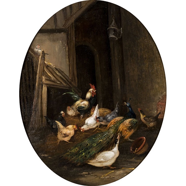 Escuela holandesa S.XIX "Aves de corral"