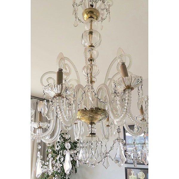 Lámpara de techo de ocho luces de cristal tipo La Granja 