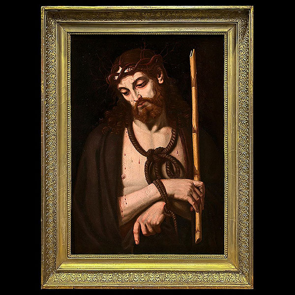 Escuela Italiana del siglo XVIII - Cristo con Junco.   Óleo sobre lienzo.