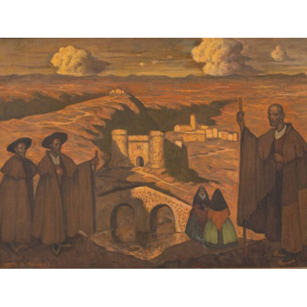 VALENTÍN DE ZUBIAURRE AGUIRREZABAL  (Madrid 1879 - 1963) "Paisaje con personajes segovianos"