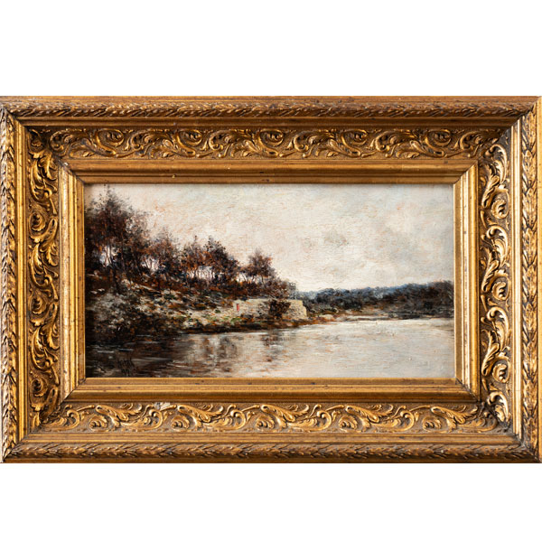 "Paisaje con lago"  MANUEL RAMOS ARTAL (Madrid, 1855-1916)