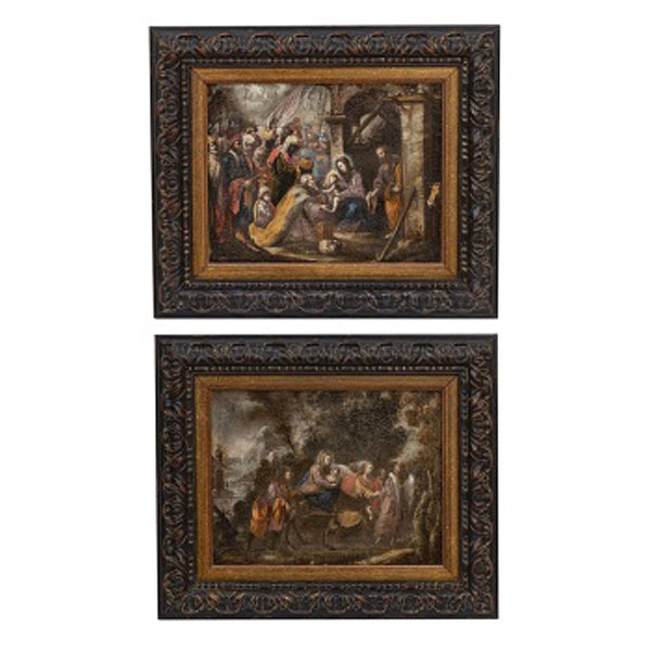JUAN VALDÉS LEAL (ATRIBUIDO)  (1622-1690) "La Huida a Egipto y La Adoración de los Reyes (Pareja)"