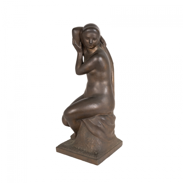 Enric Casanovas Roy (Barcelona, 1882-1948)   Desnudo femenino.   Escultura en bronce patinado. Firmada. 