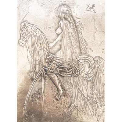 Salvador Dal&iacute; (Figueres, Girona, 1904-1989)  Lady Godiva.  Placa en plata 999. Firmada y numerada 209/999.