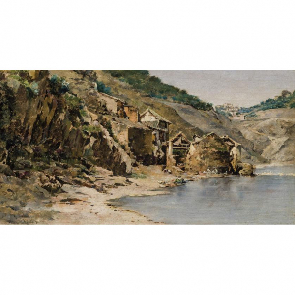 Ricardo Arredondo Calmache.   &quot;Toledo&quot;. Óleo sobre tabla. Firmado, localizado y fechado (Toledo,90)