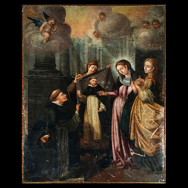 Seguidor de JUAN BAUTISTA DE MAÍNO (Pastrana, Guadalajara, 1581 - Madrid, 1649) - Aparición de la Virgen en Santo Domingo de Soriano.