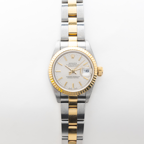 ROLEX Oyster Perpetual Date Just. Reloj de pulsera para se&ntilde;ora en acero y oro. Ref. A413039/79173.  