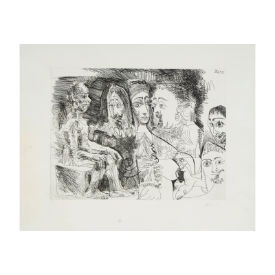 Pablo Ru&iacute;z Picasso (M&aacute;laga, 1881-Mougins, Francia, 1973) Suit 347. Grabado al aguafuerte sobre papel.