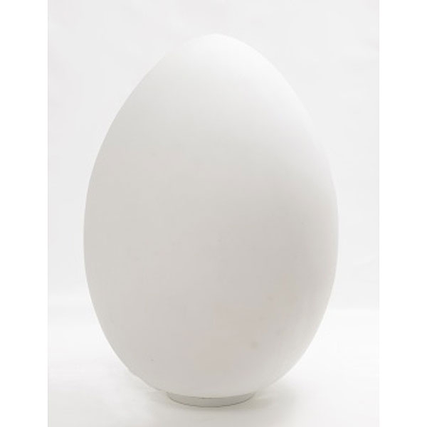 Lámpara en cristal de Murano blanco mate en forma de huevo.  