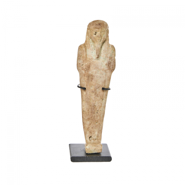 Ushebty en fayenza verde con inscripciones en la parte delantera, Egipto, Período Ptolemaico, 332-30 a.C.