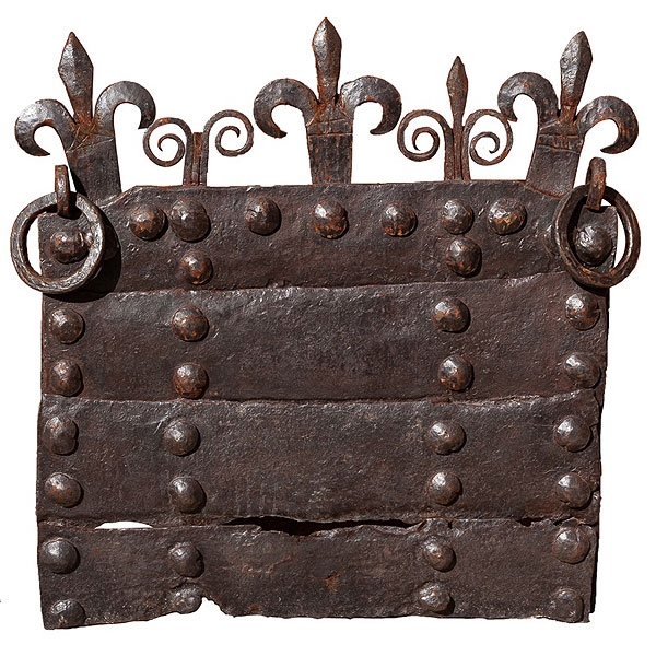 Placa de chimenea gótica de hierro francés