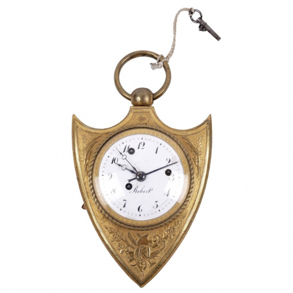 Interesante reloj de colgar ingl&eacute;s Jorge III realizado en bronce dorado al mercurio.  