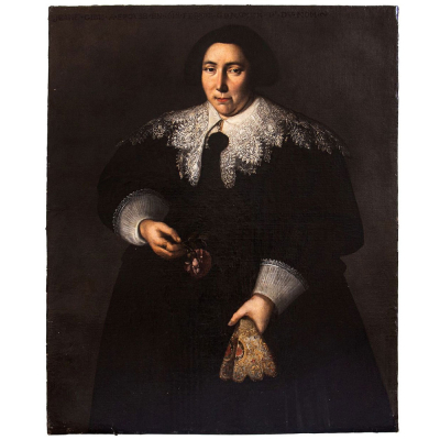 Escuela flamenca del siglo XVII "Retrato de mujer noble". &Oacute;leo sobre lienzo. 