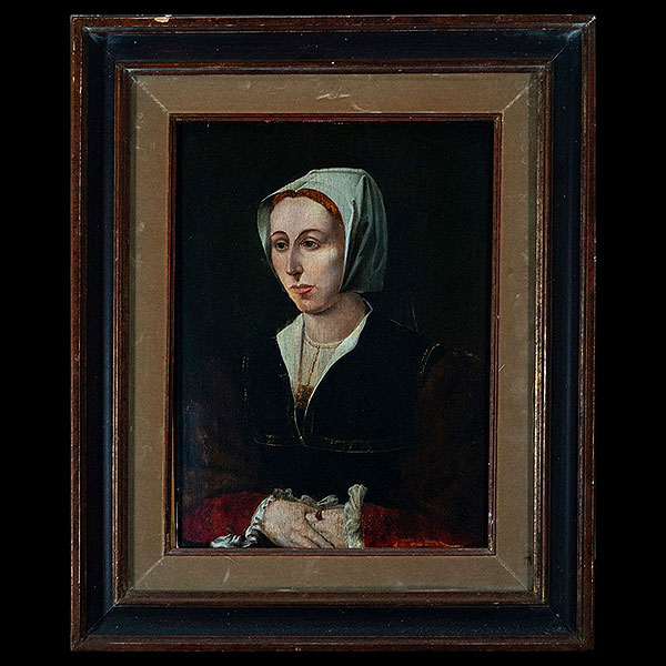 Escuela Holandesa de Jos Van Cleeve, Retrato de Dama sobre tabla 
